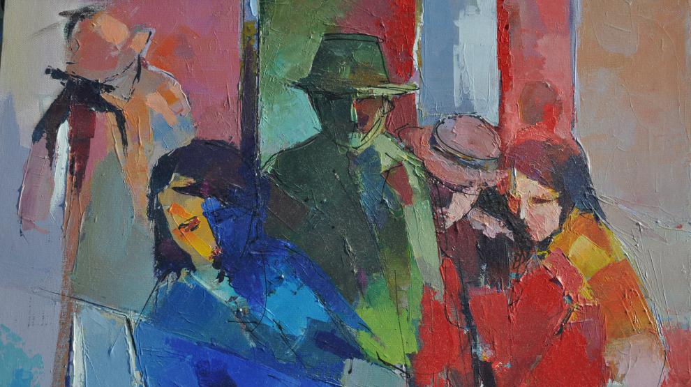 1 peinture avec 4 personnages
