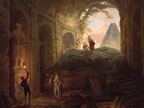 Hubert Robert, Les Découvreurs d'antiques, vers 1765 © Musée de Valence, photographie Philippe Petiot